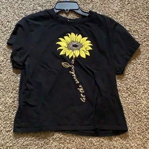 Black sunflower print t-shirt